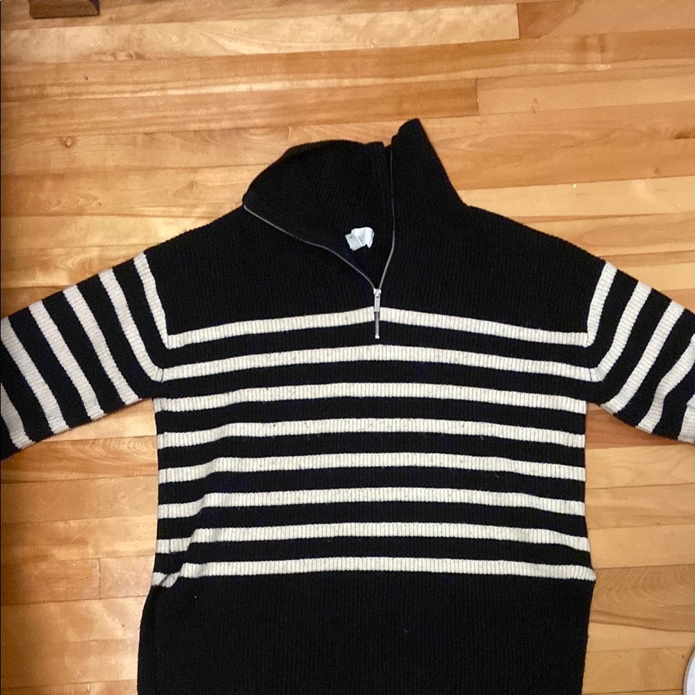 H&M Black and White Cowl Neck Sweater